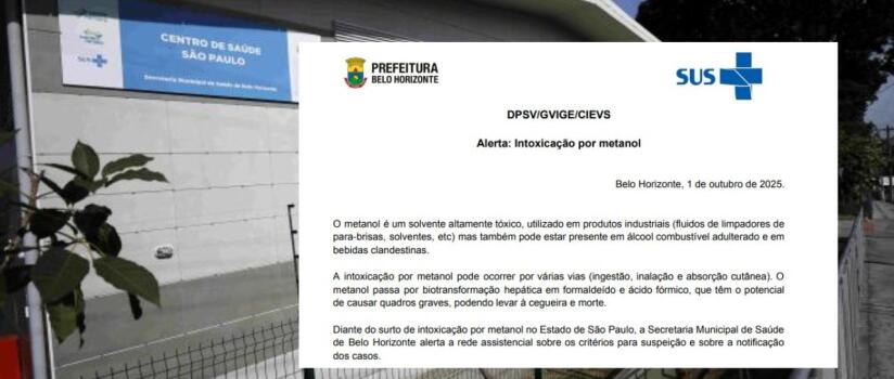 Metanol: BH monitora casos de intoxicação e orienta profissionais de saúde
