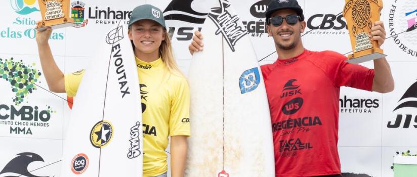 Mayara Zampieri e Renan Pulga campeões do CBSurf Taça Brasil MS Regência Surf Pro | Diário Carioca