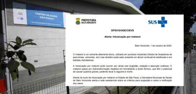 Metanol: BH monitora casos de intoxicação e orienta profissionais de saúde